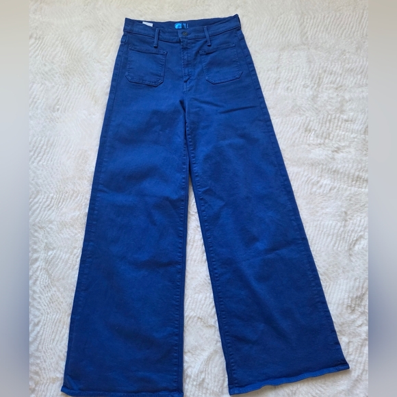MOTHER Vibrant Blue Wide-Leg Pants Size 28 X32" High Ride - Picture 4 of 16